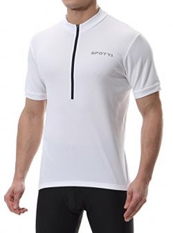 Spotti Men’s Basic Short Sleeve Cycling Jersey – Bike Biking Shirt (White, XX-Large)