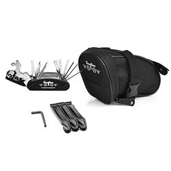 WOTOW Bicycle Repair Set Bike Outdoor Seat Saddle Bag 16 in 1 Multi Function Tool Kit Hex Key Wr ...