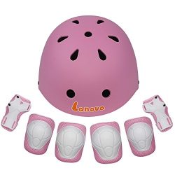 Lanova Kids Protective Gear Set,7Pcs Sport Safety Equipment Adjustable Child Helmet Knee Elbow P ...