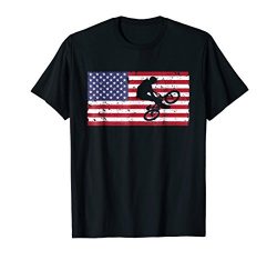 Mens American Flag Bmx T-Shirt Cool Bicycle Vintage Bike Gift Tee XL Black