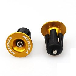 FOMTOR Bar End Plugs 2 Pack Aluminum MTB Road Bike Handlebar End Plugs Bar End Caps (Gold)