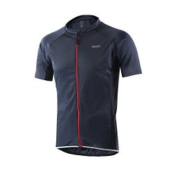 ARSUXEO Men’s Slim Fit Cycling Jersey Short Sleeves Bike Bicycle MTB Shirt Gray Size Medium