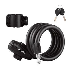 Titanker Bike Lock, Bike Locks Cable 4 feet Coiled Secure Resettable Combination or Keys Bike Ca ...