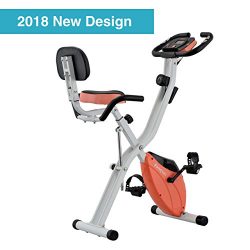 Harvil Foldable Magnetic Exercise Bike with 10-Level Adjustable Magnetic Resistance and Pulse Ra ...