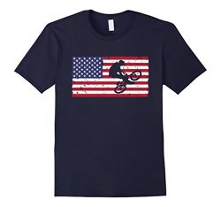 Mens American Flag Bmx T-shirt Cool Bicycle Vintage Bike Gift Tee Medium Navy