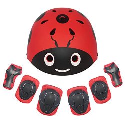 LANOVAGEAR Kids Protective Gear Set Adjustable Helmets Knee Elbow Pads Wrist Guards for Sports B ...