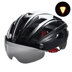 VICTGOAL Bike Helmet for Men Women with Safety Led Back Light Detachable Magnetic Goggles Visor  ...