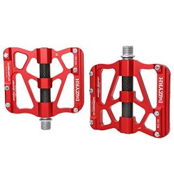 ThinkTop Mountain Bike Pedals Axle 9/16 3 Bearing Platform Pedals Flat Carbon Fiber and Aluminum ...