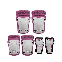 LANOVAGEAR Kids Adjustable Protective Gear Knee Elbow Pads Wrist Guard for Multi Sports Safety P ...