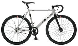 Retrospec Bicycles Drome Fixed-Gear Track Bike with Carbon Fork, Brushed Alloy, 55 cm/Medium