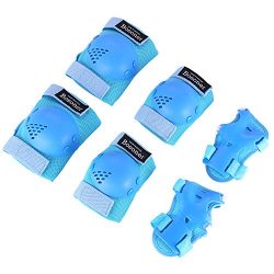 Bosoner Kids/Youth Rollerblade Roller Skates Cycling Knee Pads Elbow Pads (Blue, Medium(6-15 years))