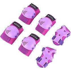 Bosoner Kids/Youth Rollerblade Roller Skates Cycling Knee Pads Elbow Pads (Purple, Medium(6-15 y ...