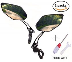 BIKEIN Bike Rearview Mirror (2 Packs) – 360° Full Rotation Adjustable Safety Mirror for Mo ...