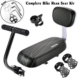 ADVcer Bike Rear Seat Cushion with Safety Backrest + Backseat Armrest Handrail + Foldable Hidden ...