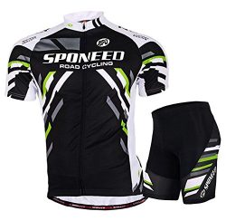 Sponeed Men’s Cycling Jersey Suits Bike Shorts Padded Road Racing Cycle Uniforms US Large