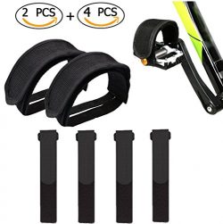 IDWAI 2Pcs Bike Pedal Straps, Velcro Bicycle Feet Strap For Fixed Gear Bike, Bonus 4 Pcs Reusabl ...