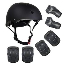 ZCS-SHOP Kids Multi-Sport Helmet With Knee&Elbow Pads and Wrists, 7 Pieces Kids Boys and Gir ...