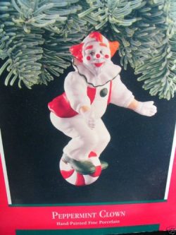 1989 Peppermint Clown Unicycle Porcelain Hallmark Ornament