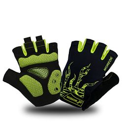 MOREOK Shock-Absorbing Breathable Anti Slip Reflective Cycling Gloves Half Finger Bike Bicycle G ...