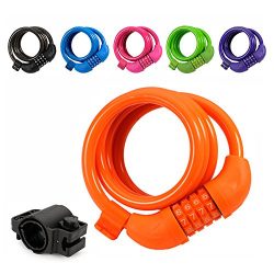 Titanker Bike Lock, 4ft Bike Locks Cable Coiled Secure Resettable Combination/Keys Bike Cable Lo ...