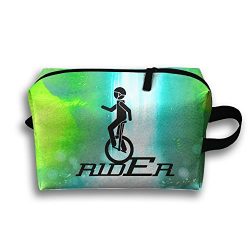 Funny Unicycle Rider Portable Organizer Toiletry Case Make Up Bag