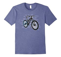 Mens Bike Diagram Shirt Parts of a Mountain Bike Cyclist Tee Small Heather Blue