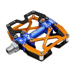 Mzyrh Mountain Bike Pedals, Ultra Strong Colorful CNC Machined 9/16″ Cycling Sealed 3 Bear ...