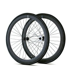 6KU 700C Deep V Alloy Fixie Wheelset, Matte Black