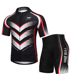 Men’s Cycling Jersey Set Bicycle Short Sleeve Set Full Zip Moisture Wicking, Breathable Bi ...