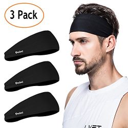 poshei Mens Headband (3 Pack), Mens Sweatband & Sports Headband for Running, Crossfit, Cycli ...