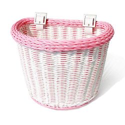 Colorbasket 02201 Junior Front Handlebar Bike Basket, White with Pink Trim