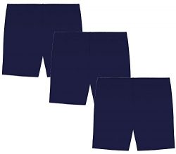 My Way Girls’ Value Pack Solid Cotton Bike Shorts – All Navy – 8