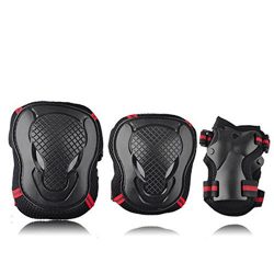 Fashionwu 6 Pcs Adult Kids Palm Elbow Wrist Protective Gear Sports Safety Pads Set for Rollerbla ...