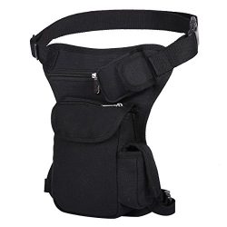 Eshow Men’s Canvas Hip Bag Drop Leg Pouch Tactical Drop Leg Bag Purse Racing Fanny Pack Bi ...