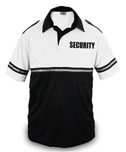 First Class Two Tone Security Bike Patrol Shirt With Reflective Stripes and Zipper Pocket (White ...