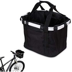 Mini-Factory Bicycle Basket for Bike Handlebar, Foldable Basket with Detach Button and Hand Carr ...