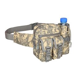 Teammao Tactical Waist Pack Fanny Pack Military Waist Bag with Water Bottle Holder Cycling Campi ...