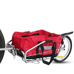 Kinbor New 2in1 Steel Single Wheel Pet Bike Cargo Trailer Luggage Carrier w/Red Bag