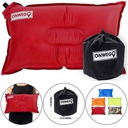 ONWEGO Camping Pillow/Small Inflatable Pillow- 20in x 12in, 10.5oz, Self Inflating Air Pillow, L ...