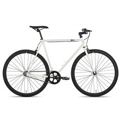 6KU Evian 2 Fixed Gear Bicycle, Gloss White/Black, 58cm