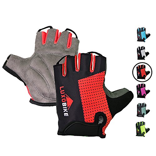 LuxoBike Cycling Gloves Bicycle Gloves Bicycling Gloves Red Mountain Bike Gloves – Anti Slip Sho ...