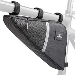 JOY COLORFUL Bicycle Triangle Frame Bag, Waterproof Double Zip Bike Handlebar Bags, Pouch Under  ...