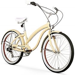 Firmstrong Bella Fashionista 7-Speed Beach Cruiser Bicycle, 26-Inch, Vanilla