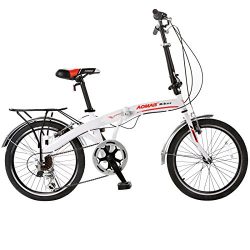 ORKAN 20″ Bicycle Sports School Folding Bike Foldable Shimano 6 Speed White