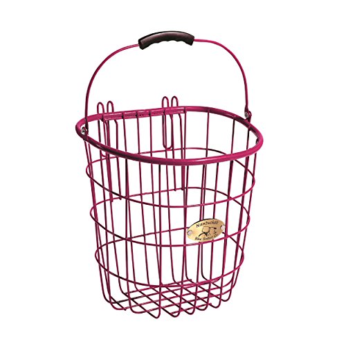 Nantucket Bike Basket Co. Surfside Rear Wire Pannier Bag with Hooks, Pink