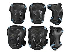 Teens Knee Elbow Wrist Braces Pads Set Reflective Adjustable Collision Avoidance Skate Roller Bl ...