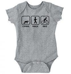 Brisco Brands Crawl Walk Bike Funny Baby Clothes Cute Newborn Gift Idea Gym Romper Bodysuit