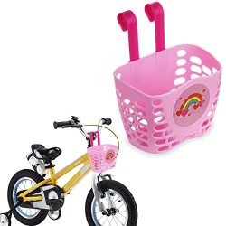 Mini-Factory Kid’s Bike Basket Pink Cute Love Rainbow Pattern Bicycle Handlebar Basket for ...