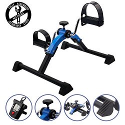 EF Deluxe FOLDING Pedal Exerciser with Electronic Display for Legs and Arms Workout