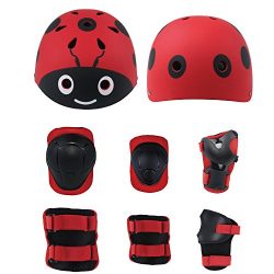 Lucky-M Kids 7 Pieces Outdoor Sports Protective Gear Set Boys Girls Cycling Helmet Safety Pads S ...